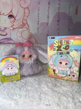 Sitting Zoo Taro Paste Bunny Plush Doll - Pink & Gray